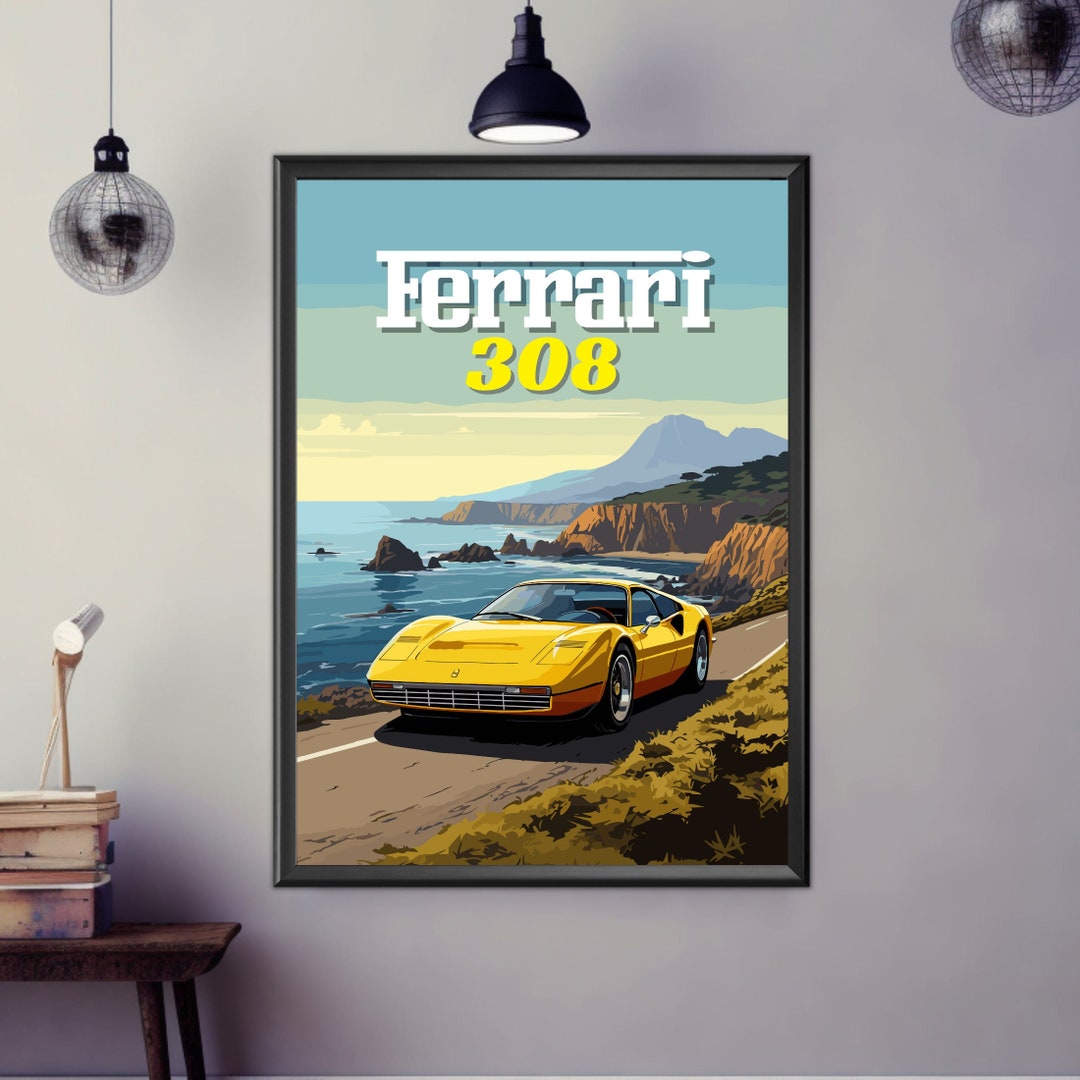 Ferrari 308 Print Ferrari 308 Poster Car Print 1970s Car Etsy