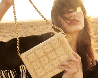 JULIETTE embroidered raffia bag