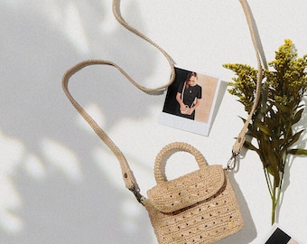 Handmade Crochet Raffia Bucket Straw Genuine Leather Bag Gift - Etsy