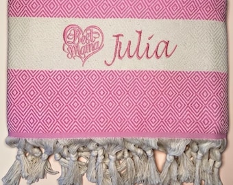 Personalized sauna towel, Mother's Day gift for Mom, embroidered towel with name, wellness & spa gift idea, high-quality terry cloth