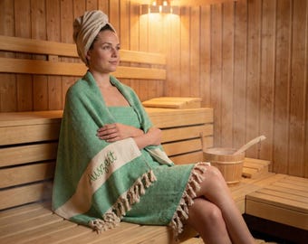 Saunatuch mit Namen bestickt Saunahandtuch personalisiert Hamamtuch als Geschenk zum Geburtstag JGA Abitur Abschluss Geburtstag Geschenk