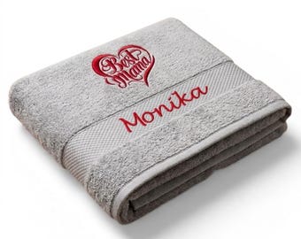 Premium embroidered towel, personalized Mother's Day gift, towel with name, gift for mom, high-quality cotton towel with embroidery