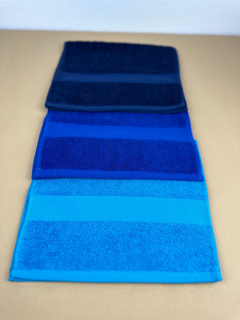 Gästehandtücher 30x50, in Weiß, Türkis, Blau, Marineblau. Grau, Schwarz. Handtuch in 50x100 cm, Badetuch 100x150 cm.