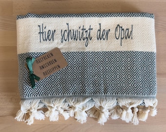 Geschenk für Oma Geschenk für Opa XXL Hamamtuch Strandtuch personalisiert Saunatuch Geschenk zum Geburtstag für Großeltern