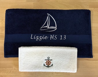 Handtuch personalisiert Geschenkidee für Hochzeit Geburtstag Mitbringsel Gäste WC Badezimmer Urlaub Boot Yacht
