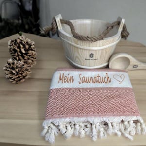 Saunatuch mit Namen aus Baumwolle 100x180 bestickt Geschenk Geburtstag JGA Abitur Abschluss Geschenk Urlaub Muttertag Vatertag