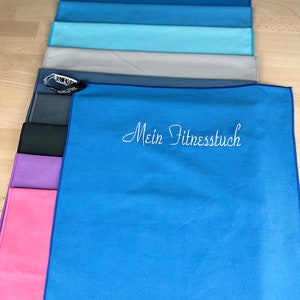 Mikrofaser Handtuch bestickt mit Deinem Wunschtext, personalisierte Geschenkidee, Sport, Fitness, Yoga, Schwimmen, Gym, Geburtstagsgeschenk Bild 8