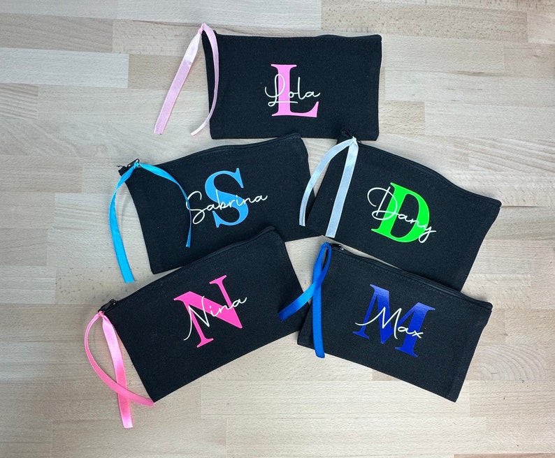 Kosmetiktasche personalisiert, Schmucktasche, Brillenetui oder auch als Federmäppchen nutzbar, JGA, Geburtstag, Mitbringsel, Gift, Täschchen Bild 5