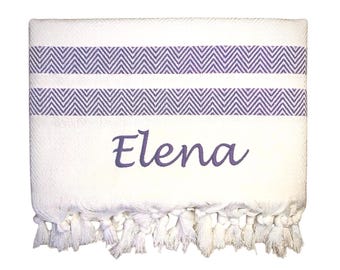 Personalized sauna towel with embroidered name, hammam towel as a gift for birthdays, bachelorette parties, graduations, or birthdays