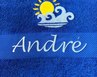 Towel embroidered with your desired text and various embroidery motifs to choose from
