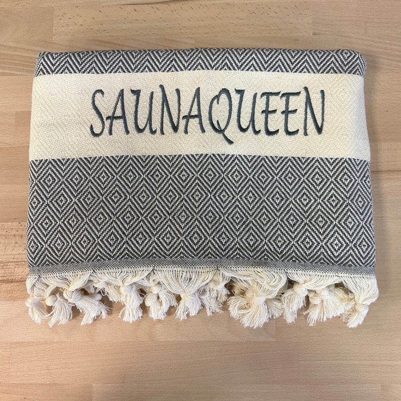 Sauna towel with name made of cotton, 100x180 embroidered gift birthday JGA high school graduation gift Mother's Day gift holiday wellness image 9