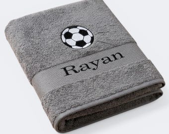 Footballer towel, football motif, personalized gift idea, team sports, football fan gift, coach towel with name