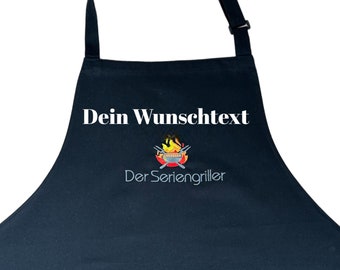 Personalized BBQ apron embroidered from cotton Adjustable incl. 2 pockets for men and women, nice gift idea