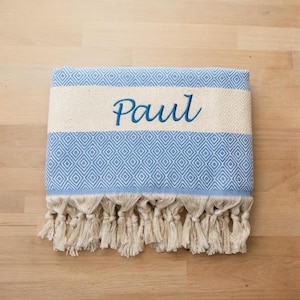 Personalized XXL cotton beach towel, hammam towel, ideal as a sauna towel, bath towel, gift idea, stag/hen party, birthday, pool, vacation