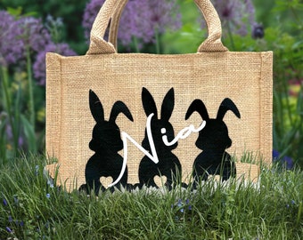 Jute bag HASEN including personalization Jute bag Juteshopper gift Make your loved ones happy