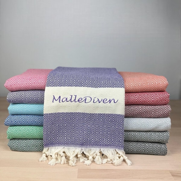 Beach towel with name embroidered from cotton also great as a sauna towel bath towel Mother's Day gift graduation gift wellness towel