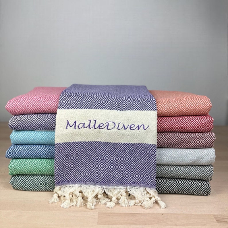 Beach towel with name embroidered from cotton also great as a sauna towel bath towel Mother's Day gift graduation gift wellness towel image 1