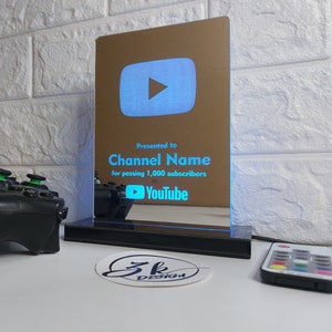 Custom YOUTUBE Play Button Acrylic RGB Mirror Plaque,Personalized Youtube Streamer Achievement Sign,YouTube Gift,Streamer ,Graduation Gift