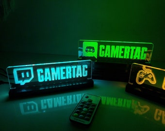 Personalisiertes GamerTag LED-Schild – Individuelles RGB Lichtschild für Streamer / Gamerraum – Halloween- & Weihnachtsgeschenk – Twitch / Discord Name Board