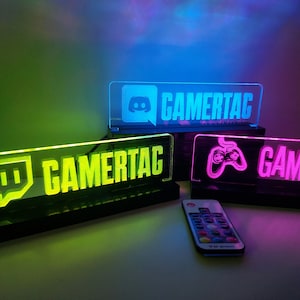Lichtbord gamekamer, gepersonaliseerd gamertag-bord, RGB-gamertag-tafellamp, lichtbord streamer, Halloween-cadeau, kerstcadeau