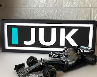 Personalisierte F1 Team Light Box, Formel 1 LED-Schild, Benutzerdefinierte Racing Wanddekor, F1 Fan Geschenk, beleuchtetes Team Namensschild, Garage -Mannhöhlenlicht