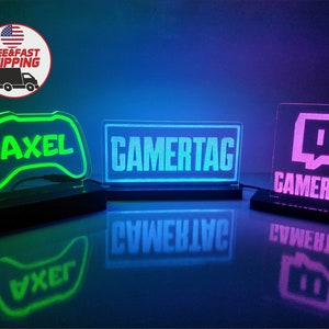 Gepersonaliseerde gamertag-bord, aangepaste gamertag-lamp, lichtbord streamer, aangepast gaming-bord, gamer 3D-tafellamp, kerstcadeau