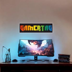 Custom GamerTag LED Light,Personalized RGB Gaming Sign,Streamer Light Sign,Gamer LED Sign, Video Gamer Gift, Halloween Gift, Christmas Gift
