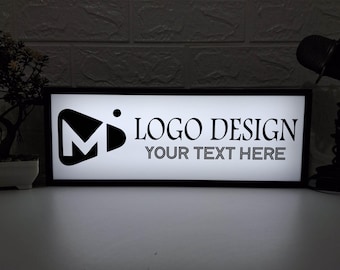 Light Box mit benutzerdefiniertem Logo, personalisierter Leuchtturm, Business Logo Schild, benutzerdefiniertes Logo und Text hinzufügen, Geschenk für neuen Shop, Geschenk am Arbeitsplatz, Geschäftsgeschenk