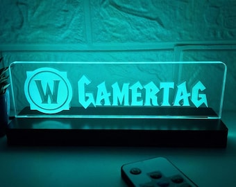 Wow Sign Gamertag, World Of Warcraft Inspired Custom Gamertag, Illuminated Gaming Room Decor, Gamer Gift,Valentine's Day Gift,Boyfriend Gift