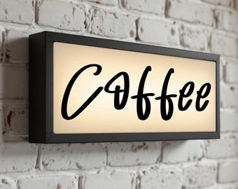 Coffee Sign Lightbox - Benutzerdefiniertes Coffee Shop-Schild, beleuchtetes Geschäftslogo, LED Café-Schild, Kaffeebar-Dekor, personalisiertes beleuchtetes Kaffeeschild