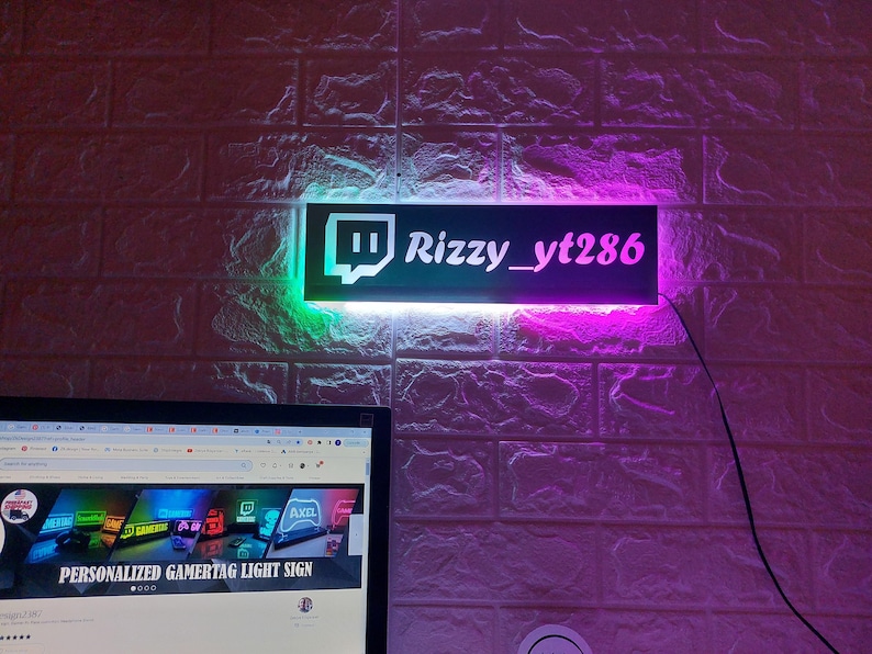 Personalized Playroom Gamertag Light Sign, Personalized Gamertag Wall ...