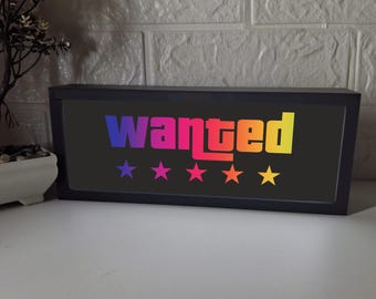 GTA Wanted Sign Light Box, Game Installation Decoration, Pc Game Decor , Christmas Gift