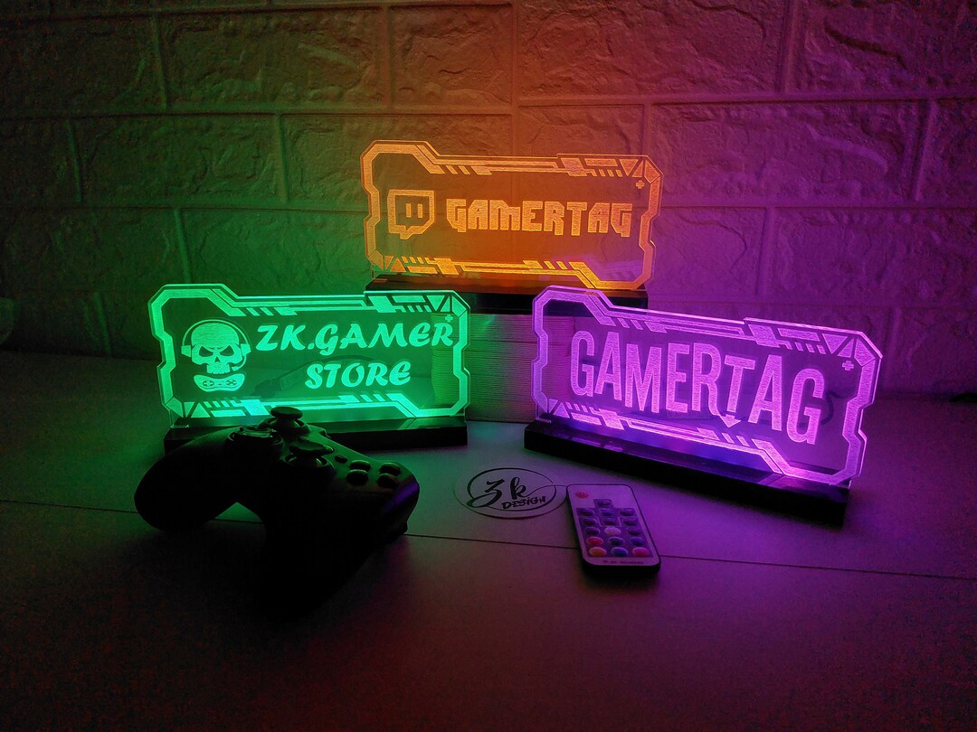 Custom Gamertag Light Label, Gamertag Game Room Light Sign, Streamer