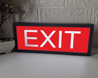Caja de luz para señal de salida, señal de salida de emergencia, salida de incendios, señales de salida del lugar de trabajo, señal de salida de restaurante, señal de salida 3D, señales de señalización del lugar de trabajo, salida de bar