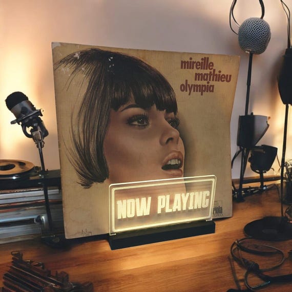 Now Playing Vinyl Record Stand with LED Light – Custom Acrylic Display for Turntable Setup, Music Room Decor, Gift for Vinyl Lovers