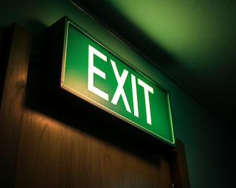 Lichtbak, bord nooduitgang, nooduitgang, borden uitgang werkplek, bord uitgang restaurant, bord restaurant, 3D bord, bord bord werkplek, bord uitgang bar, uitgang bord