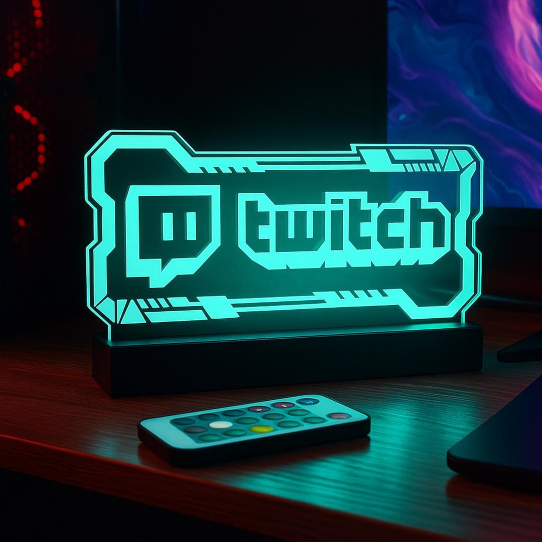 Personalized Gamertag RGB Light Sign, Custom Twitch Logo Lamp