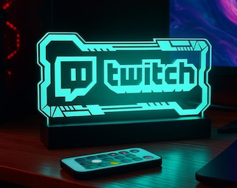 Personalisierter GamerTag RGB Lichtschild, Benutzerdefiniertes Twitch Logo Lampe, Gaming Raumdekor, Gaming LED Namensschild, Geschenk für Streamer, Weihnachtsgeschenk