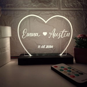 Custom Night Light as Valentines Day Gift - Anniversary gift - Romantic gift for couple - Gift for Him - Names And Date - Engagement Gift