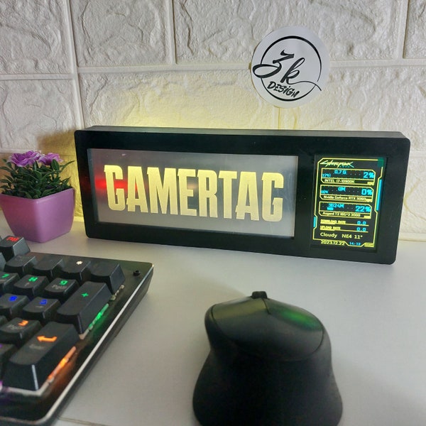 Gamertag Lightbox, Gaming PC Temperature Indicator, Personalized Gamer Tag, Gaming PC Accessory,Gamer Gift,Youtube Channel Name,creator sign