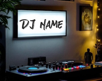 Personalisiertes DJ Namensschild Licht Box, personalisiertes Dj Geschenk, Dj Logo-Design, Dj Lichter, Musik Zeichen, Dj Raumdekoration, Dj Leuchtreklame, Halloween Geschenk