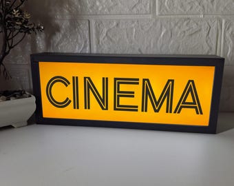Letrero de cine, caja de luz de cine, caja de luz de sala de cine, letrero para puerta de habitación, colgador para puerta de cine, regalo de Navidad