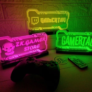 Aangepast lichtlabel gamertag, perfect voor halloween- en kerstcadeaus, gepersonaliseerd gamertag-bord, RGB-gamertag-tafellamp, lichtbord streamer