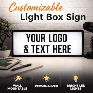 Caisson lumineux avec logo personnalisé,Caisson lumineux personnalisé,Enseigne avec logo d'entreprise,Ajoutez un logo et du texte personnalisés,Cadeau pour une nouvelle boutique,Cadeau pour le lieu de travail,Cadeau d'entreprise