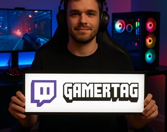 Custom Gamer Tag Light Box mit RGB, personalisiertes LED-Schild mit Kanalname & Logo, Streamer Raumdekor, Halloween Geschenk