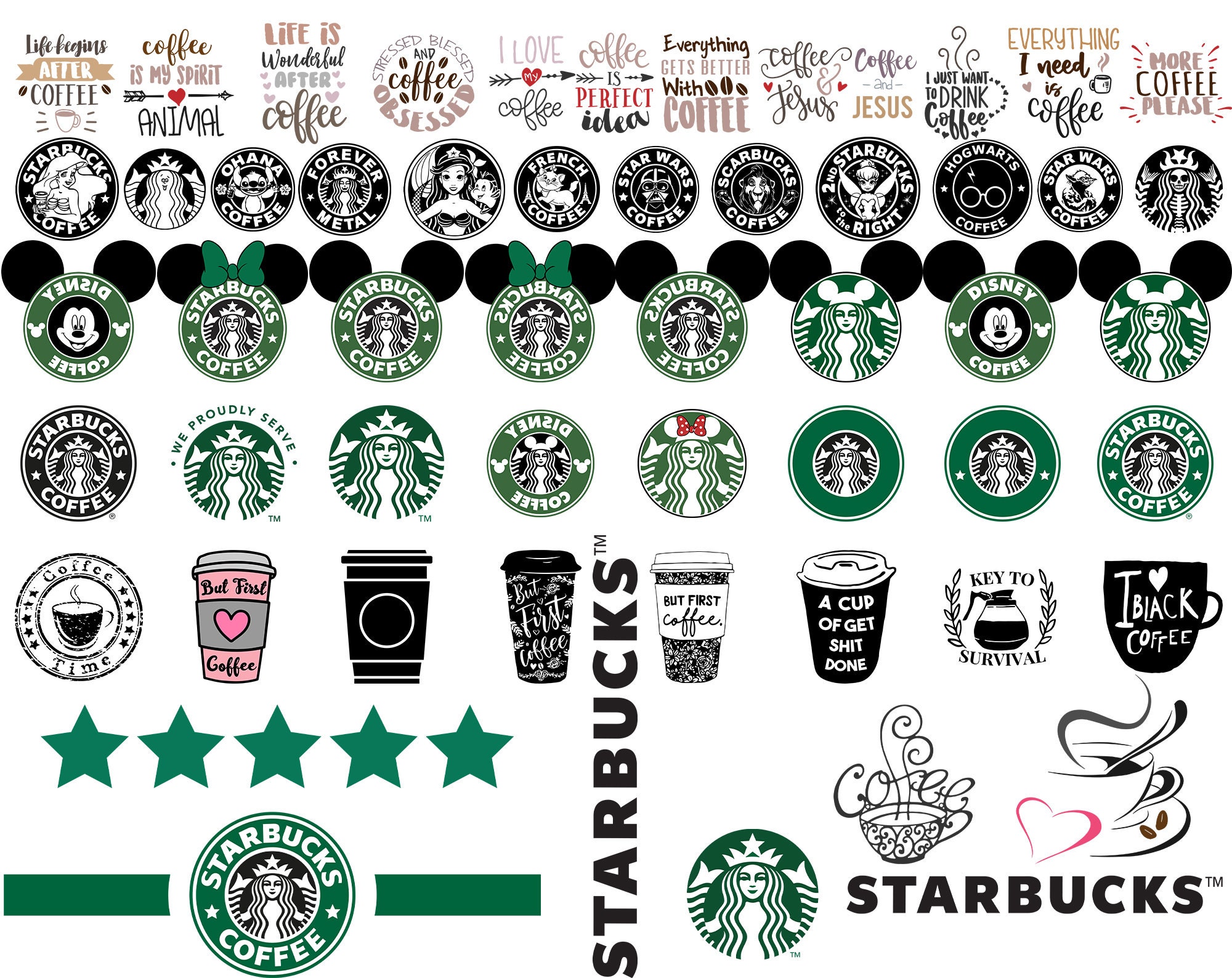 100 Starbuck Bundle Svg, Starbucks Svg, Starbucks Logo Svg - Inspire Uplift