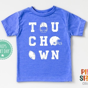 Touchdown Toddler Shirt - Vintage Football Kids Tee - Fall Unisex Boys Gift - Blue