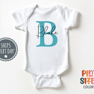 Personalized Boys Name Onesie® - Custom Boys Bodysuit - Cute Baby Gift - Black image 3