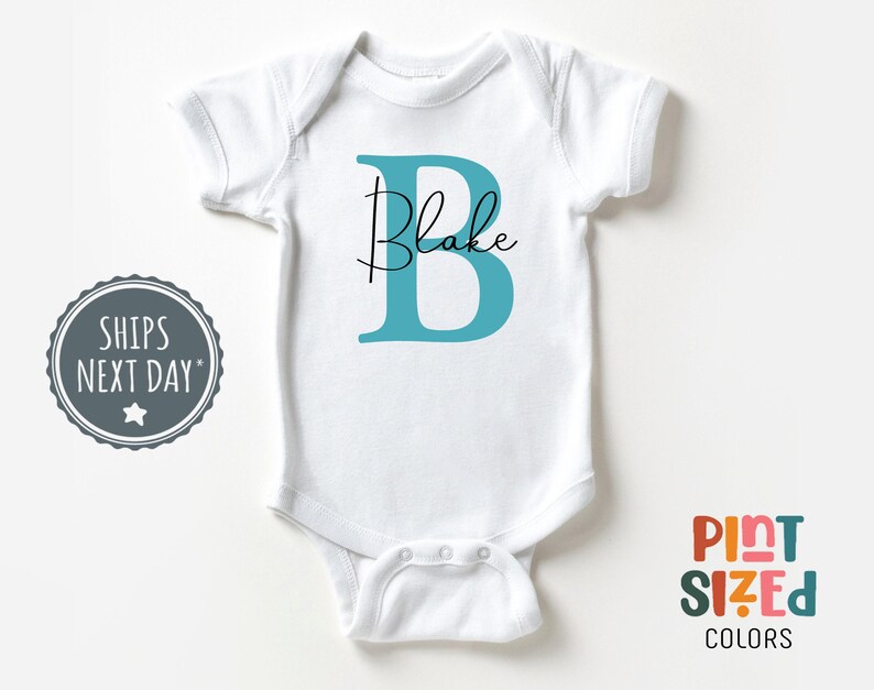 Personalized Boys Name Onesie® - Custom Boys Bodysuit - Cute Baby Gift - Black image 3