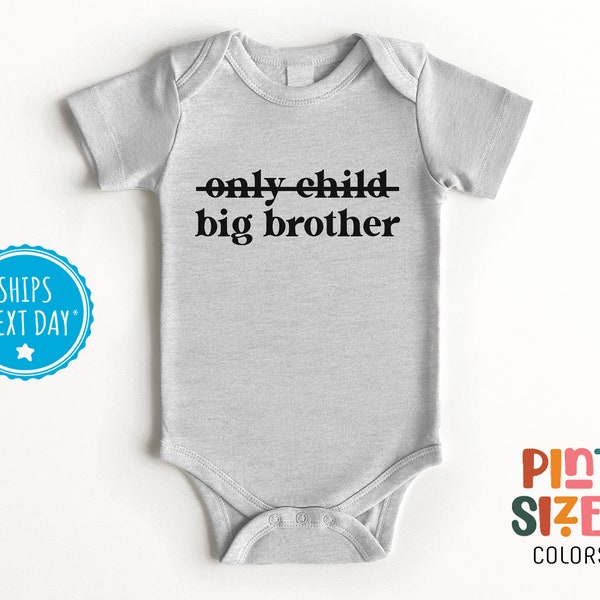 New Brother Announcement Onesie® - Big Brother Bodysuit - Vintage Sibling Baby Onesie® - Gray